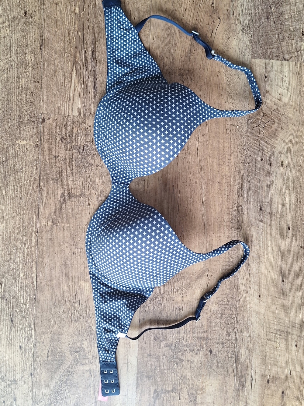 Pink Brand Victoria Secret Interlocking Navy Blue Push-Up Underwire Bra